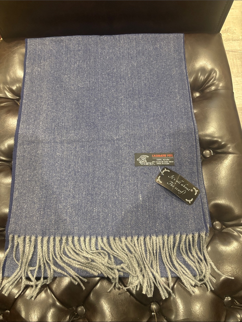 Unbranded Blue Cashmere-Feel Scarf